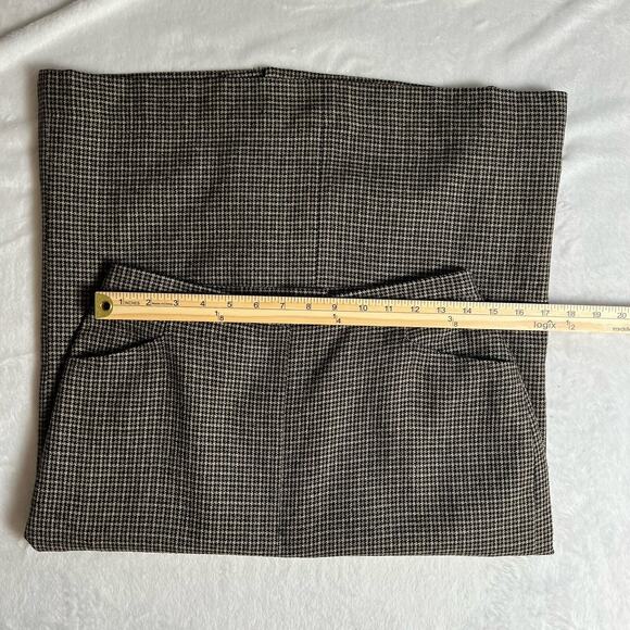 Women's Houndstooth Pencil Skirt Wool Silk Sz L 12 Brown Academia Preppy Office - Picture 7 of 8